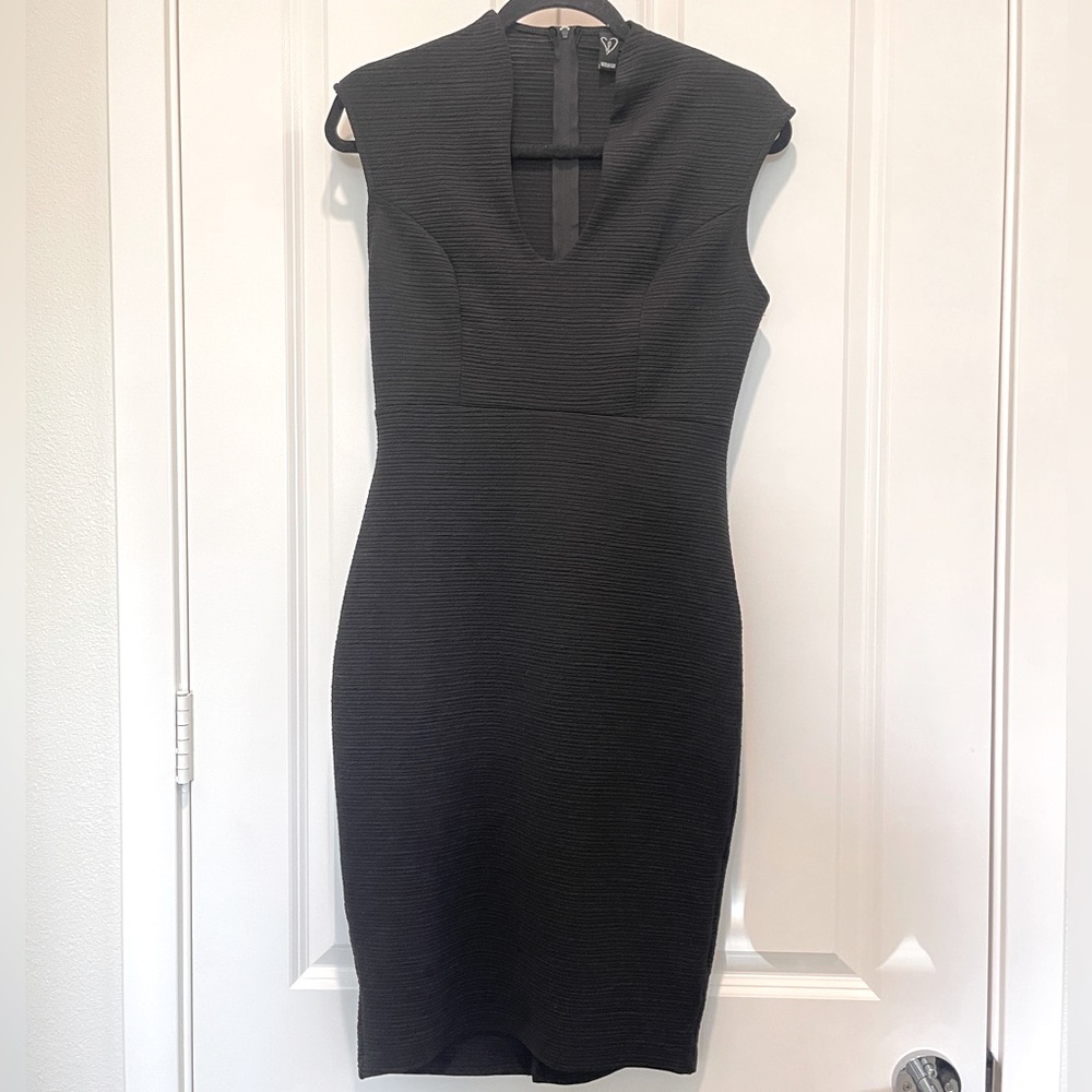 Windsor Little Black Dress Sweetheart Neck Stretch Sleeveless w/ Slit